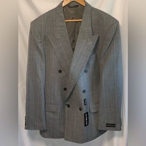 NWT Damiani Blazer Sport Jacket Coat Dark Charcoal Grey Lined Size 46 Long